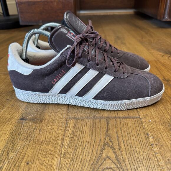 Adidas Gazelle Mens Sz 10 Deep Burgundy Plum White Sole Sneaker - Picture 3 of 11